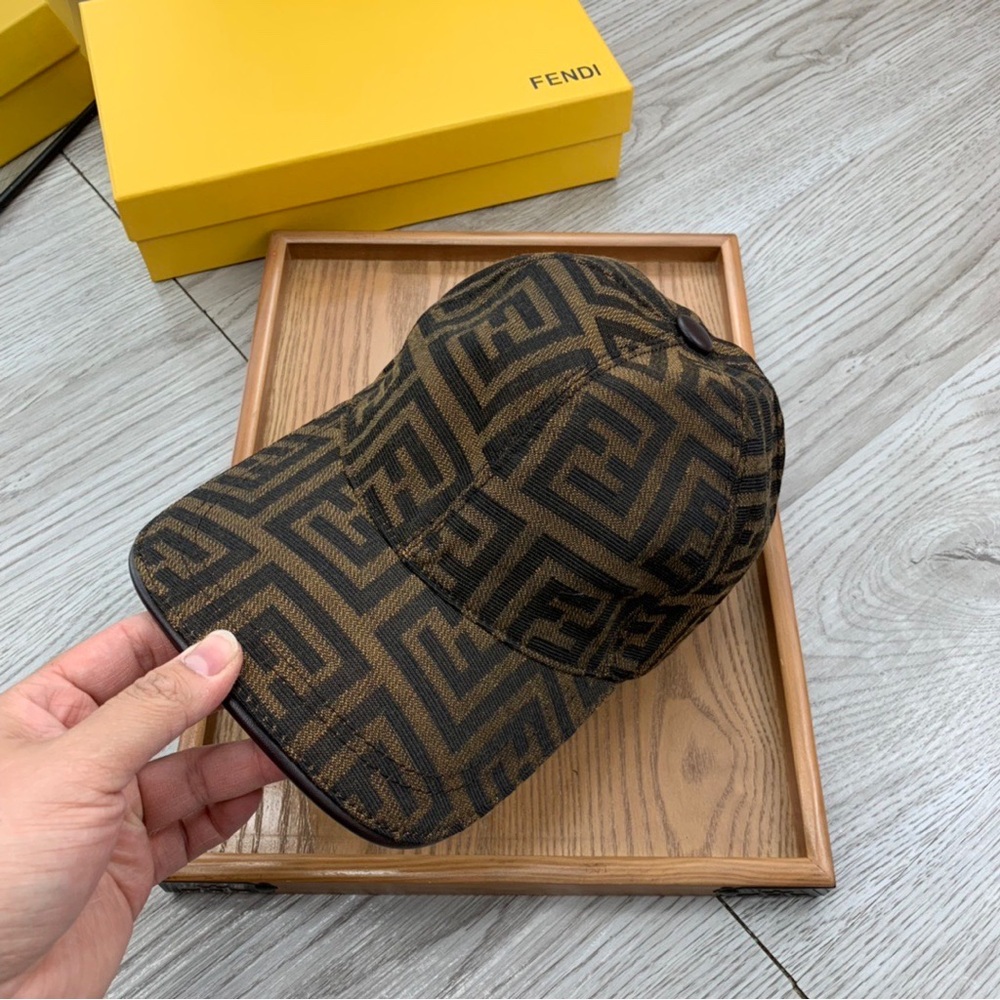 Fendi Brown Geometric Pattern Cap - image 5